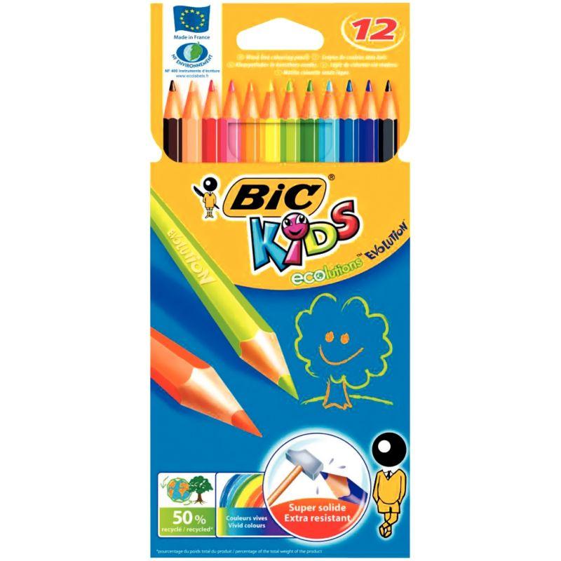 Bic Kids crayon de couleur Ecolutions Evolution 12 crayons en étui cartonné  Meyer